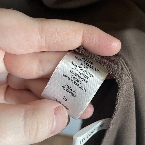 New York & Co Women SZ 18 Brown Animal Print Faux Wrap Top Knee Length Dress NWT - Picture 7 of 9